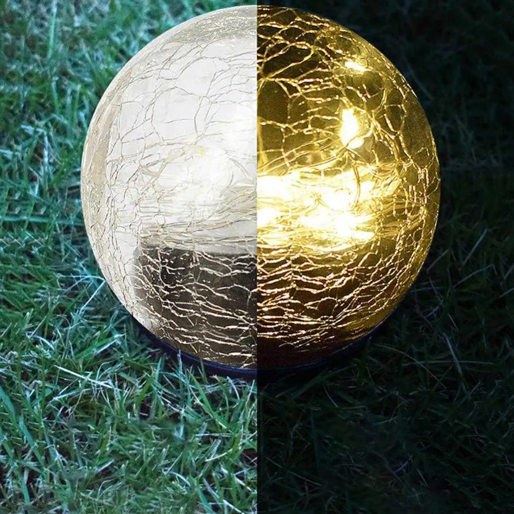 LUMIRO Outdoor Cracked Glass Garden Solar Ball Light - 15 cm_5