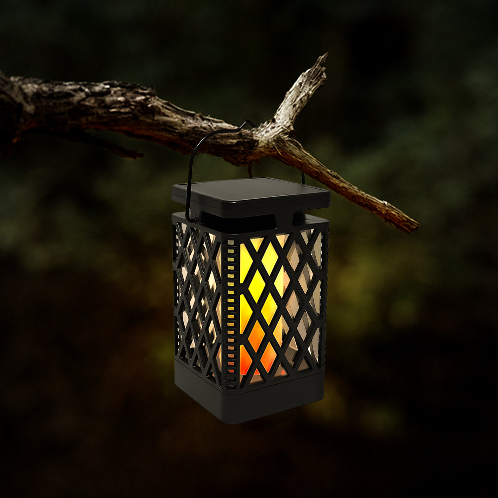 LUMIRO 2 Pack Flickering Flame Solar Garden Pendant Lights - Realistic Flames_9