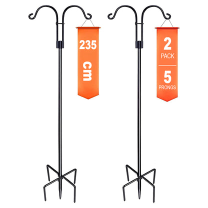 LUMIRO 2 Pack Double Shepherds Metal Hooks Garden Pole for Outdoor_0