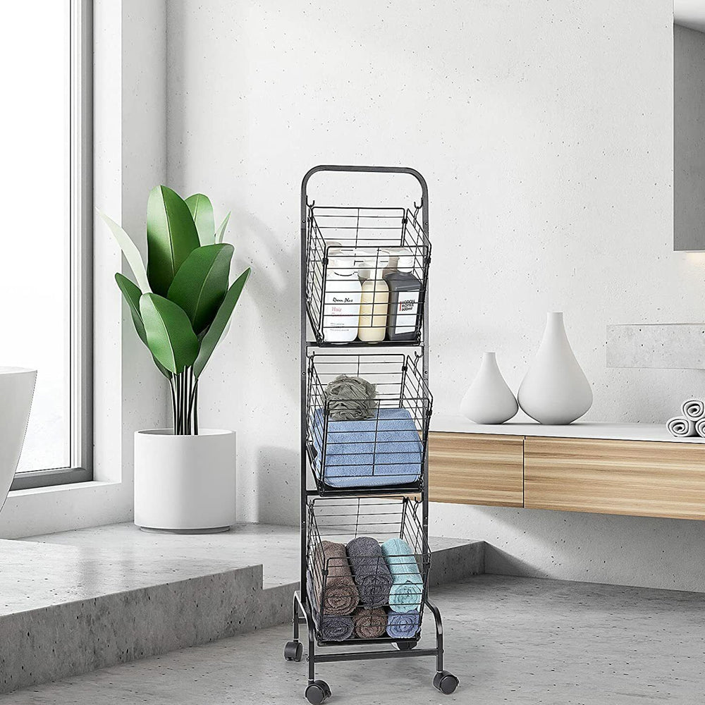 STORFEX 3-Tier Kitchen Storage Rack Removable Vegetable Cart_5