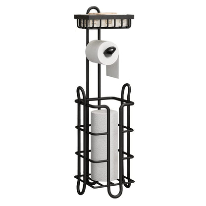 STORFEX Toilet Paper Holder Stand 2 Pack | Black | Steel Material | L-Shaped Arm and Vertical Storage_2