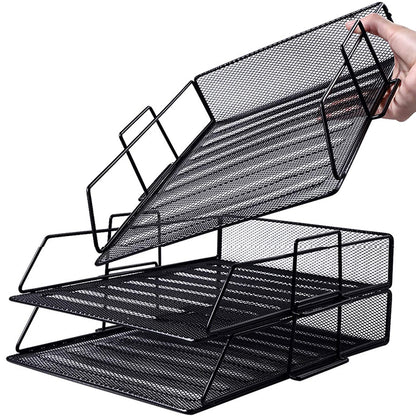 STORFEX 5-Layer Stackable Mesh File Storage Rack with Pen Holder_6