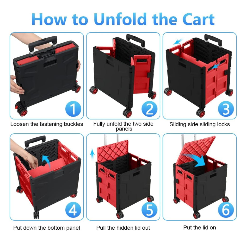 STORFEX Foldable Shopping Utility Cart with 360° Rotate Wheel_3