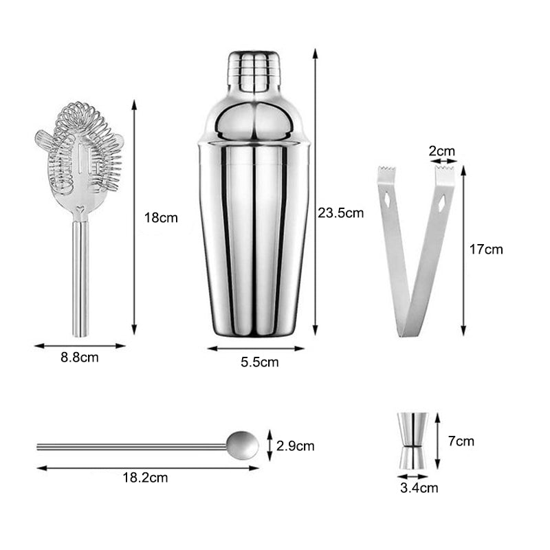 5 Pcs Stainless Steel Cocktail Maker Set  Premium Bartending Tool Kit_1