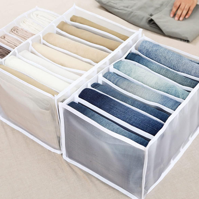 2/3 Pcs 7 Grids Wardrobe Organizer Folded Clothes Washable Mesh Storage_9