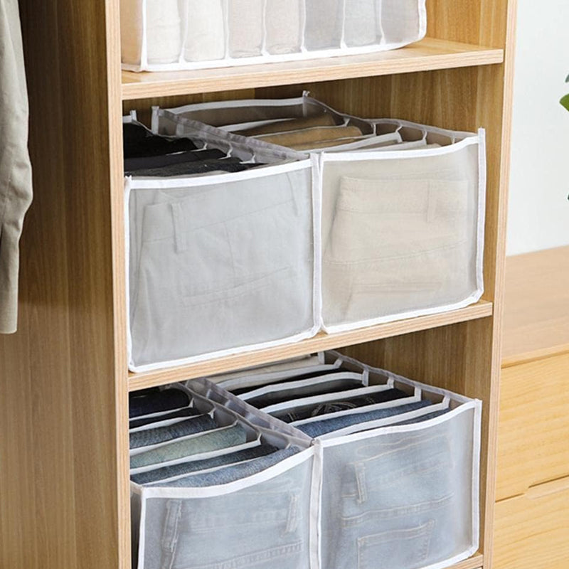 2/3 Pcs 7 Grids Wardrobe Organizer Folded Clothes Washable Mesh Storage_13