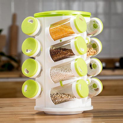 Revolving Spice Rack Tower Transparent Rotating Seasoning Storage Organizer_6