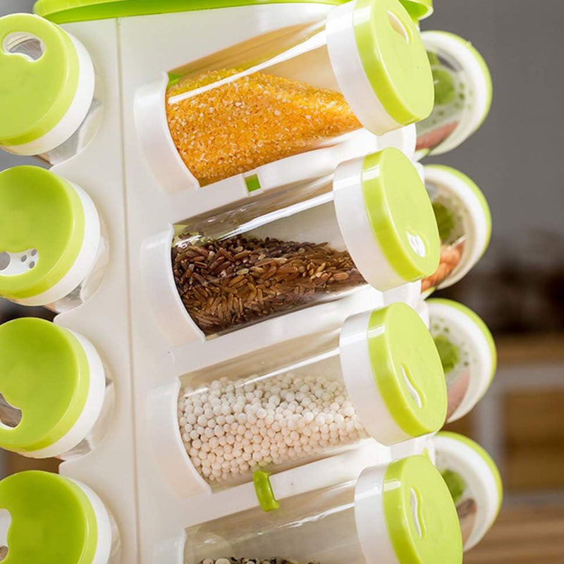 Revolving Spice Rack Tower Transparent Rotating Seasoning Storage Organizer_7