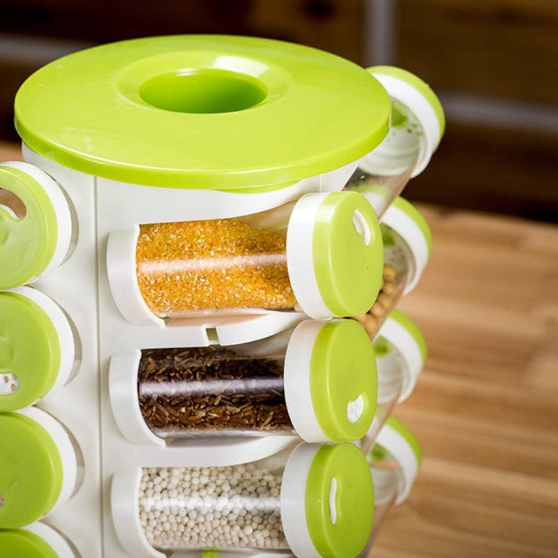 Revolving Spice Rack Tower Transparent Rotating Seasoning Storage Organizer_8