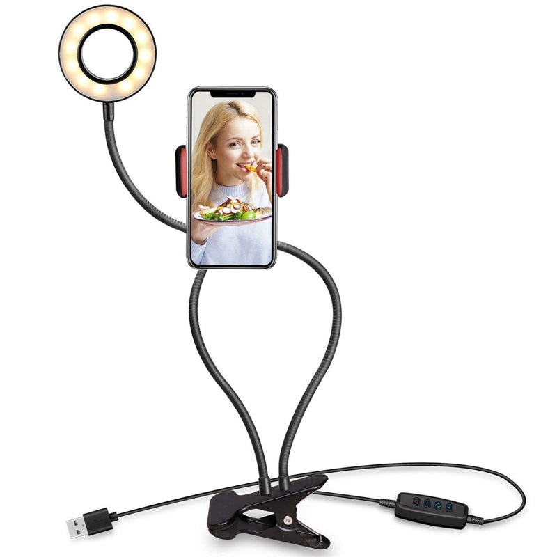 Flexible Clip-on Photography Selfie Ring Light with Adjustable Brightness_0