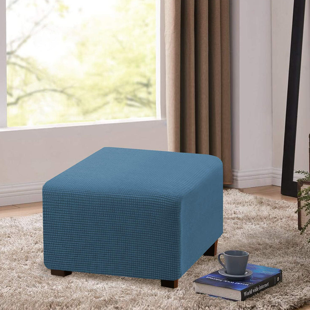 COMFEYA Square Ottoman Cover Premium Furniture Protector with Elastic Bottom_2