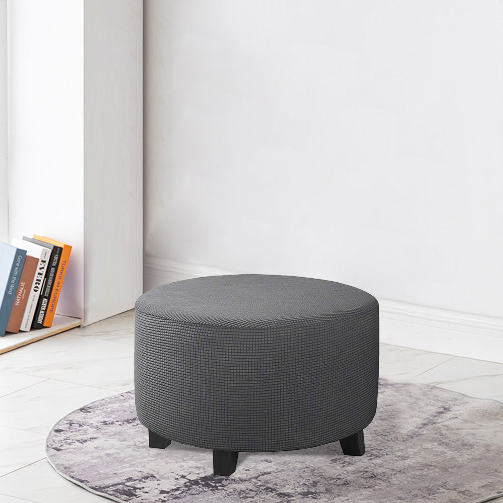 COMFEYA Round Ottoman Cover - Stretch Ottoman Slipcover Furniture Protector for Round Ottomans_1