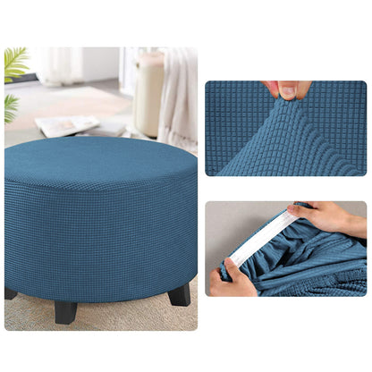 COMFEYA Round Ottoman Cover - Stretch Ottoman Slipcover Furniture Protector for Round Ottomans_13