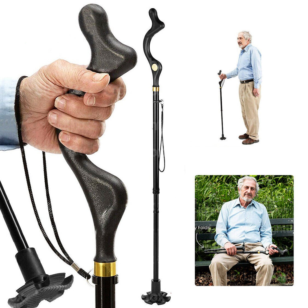 4 Head Pivoting Adjustable Anti-Slip Safety Walking Stick Cane_4