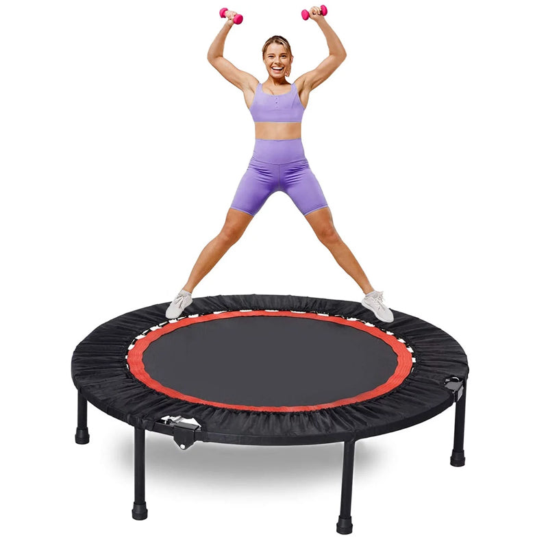 40 Degree Foldable Mini Trampoline Safe for Gym and Cardio Fitness Exercise-Black_1