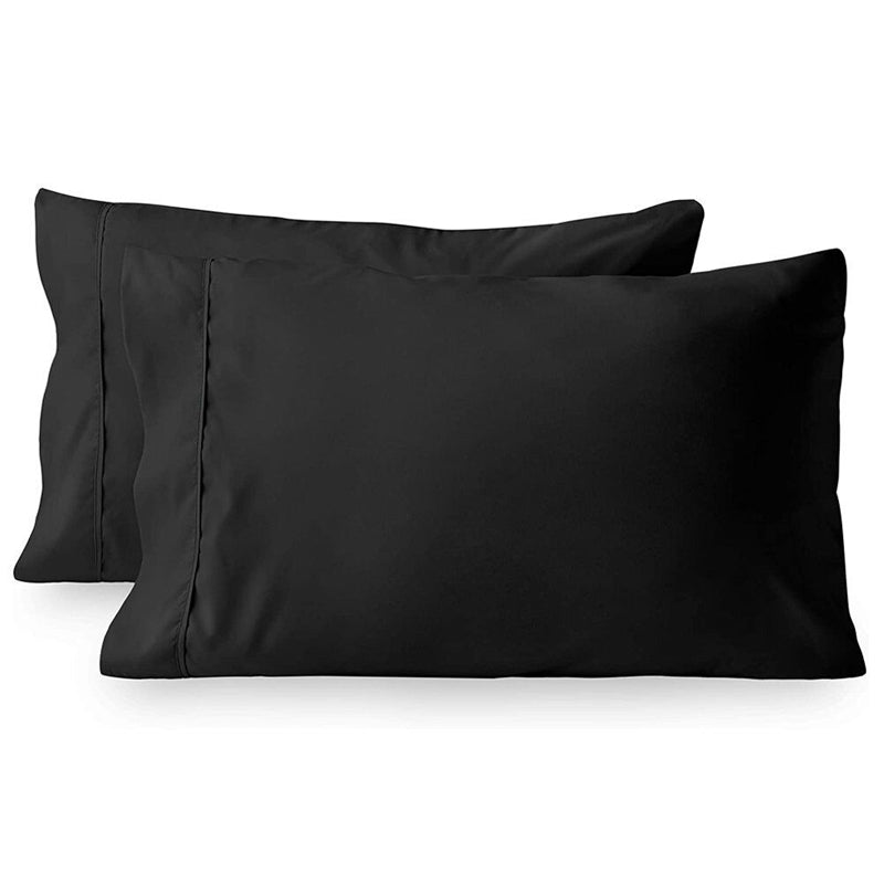 King/Queen Size Set of 2 Envelope Enclosure Solid Color Microfiber Pillowcases_5