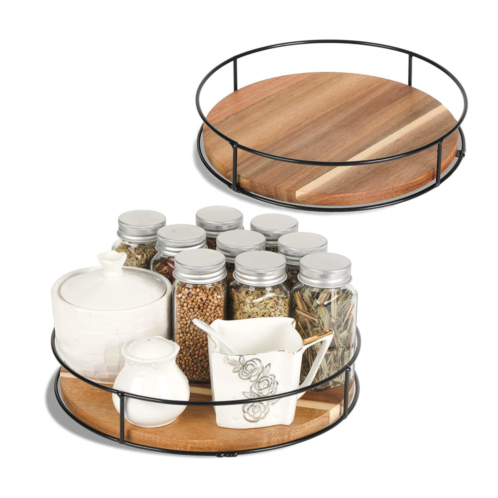 STORFEX 9 Inch Wood Lazy Susan Organizer - Premium Wooden Turntable_0