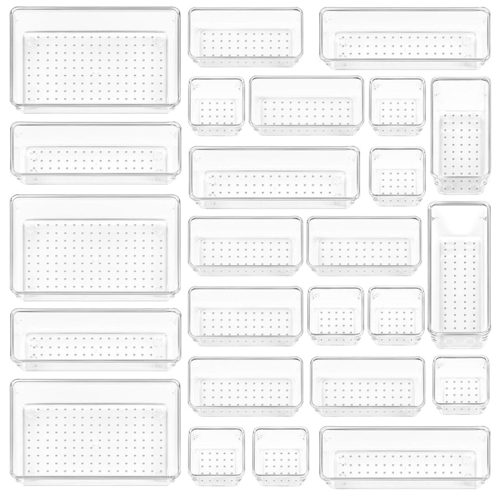 STORFEX Multifunctional Clear Plastic Drawer Organizers Set_0