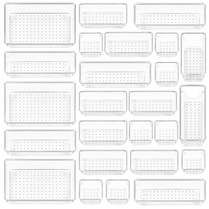 STORFEX Multifunctional Clear Plastic Drawer Organizers Set_0