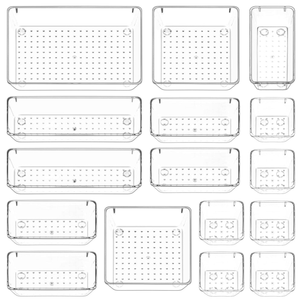 STORFEX Multifunctional Clear Plastic Drawer Organizers Set_1