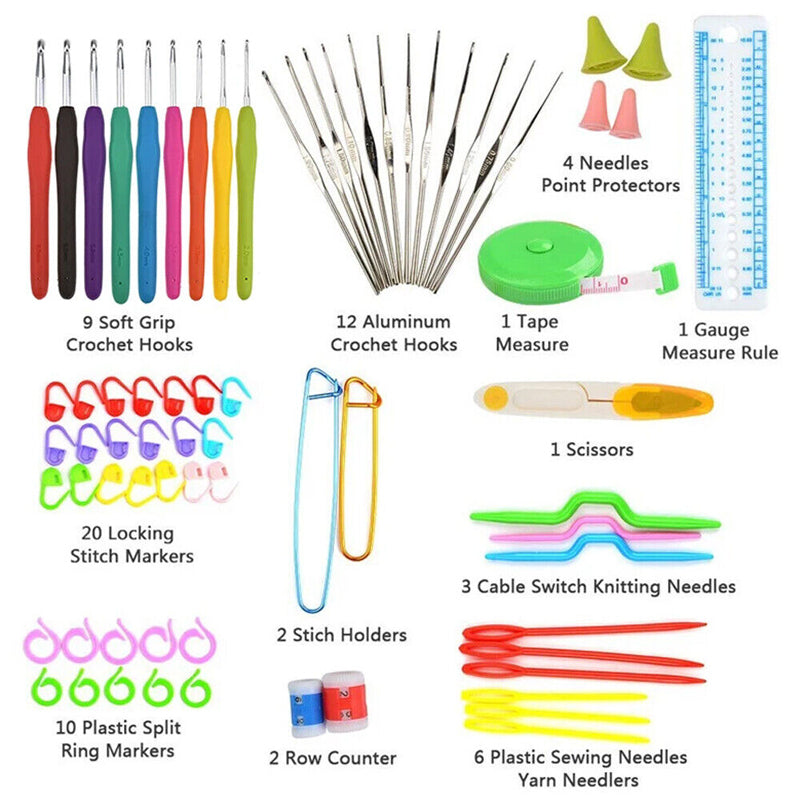 72Pcs DIY Crafting Yarn Knitting Needles Sewing Kit_16