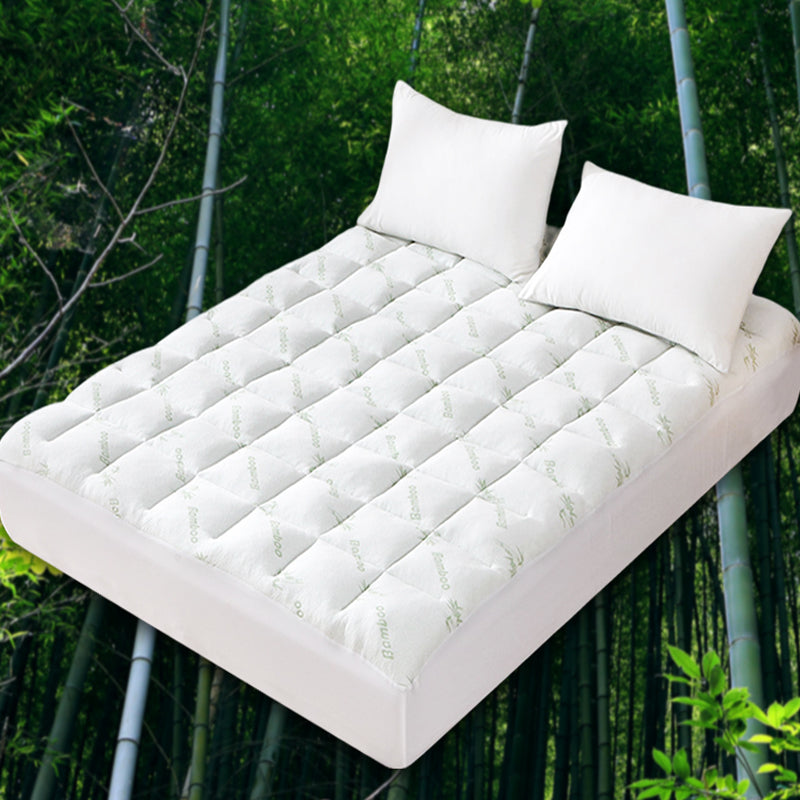 Thick and Breathable Natural Bamboo Mattress Topper Soft Quilted Bed Protector_0