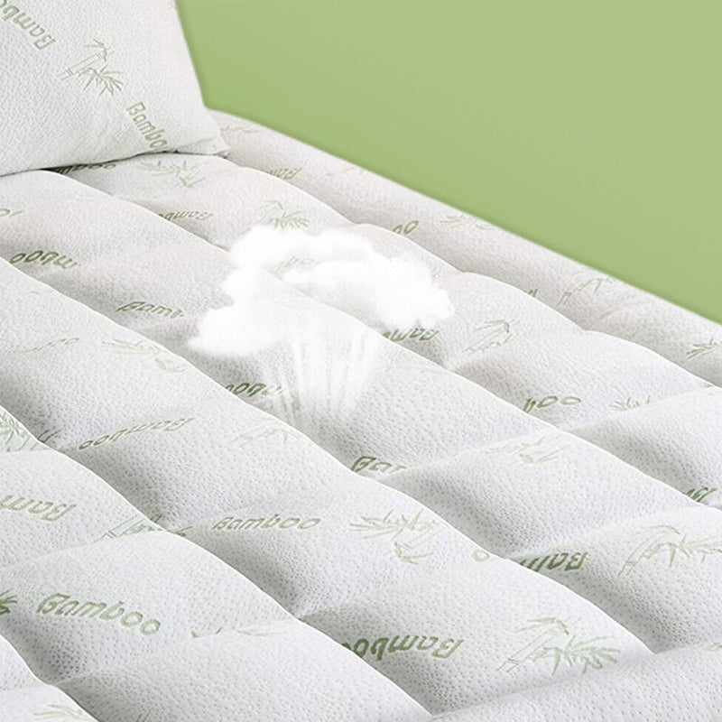 Thick and Breathable Natural Bamboo Mattress Topper Soft Quilted Bed Protector_5