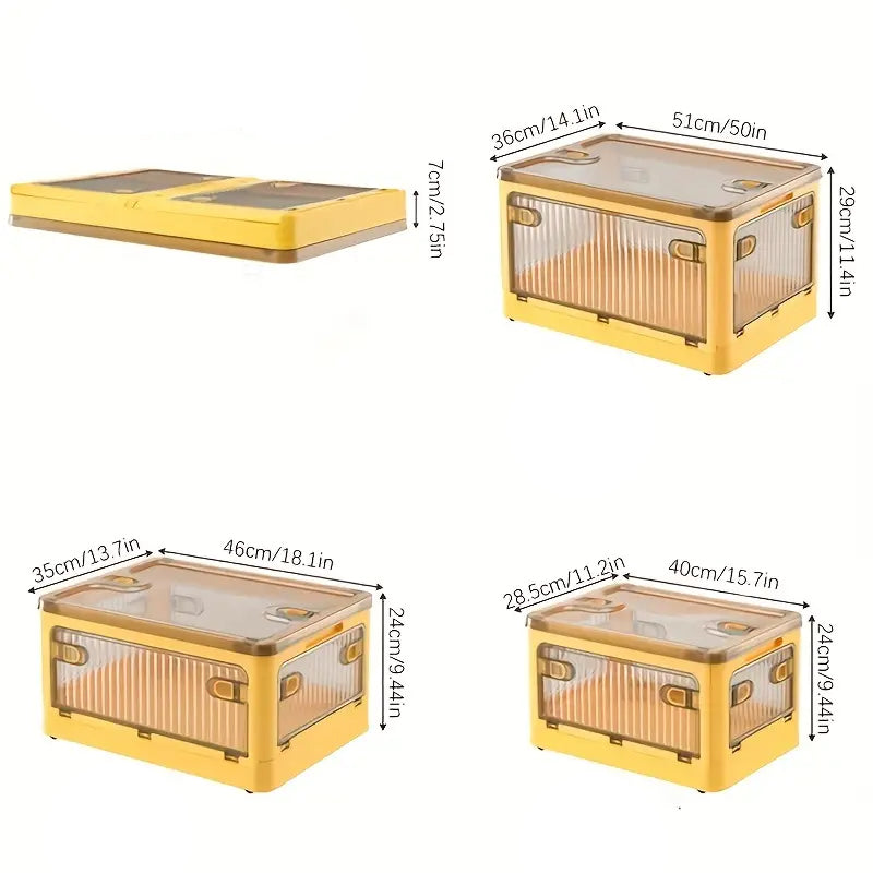 Five-door Foldable and Stackable Storage Box with Wheels and Top Lid_10