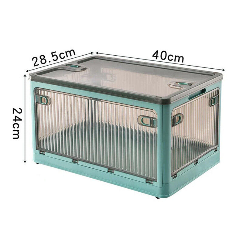 Five-door Foldable and Stackable Storage Box with Wheels and Top Lid_11