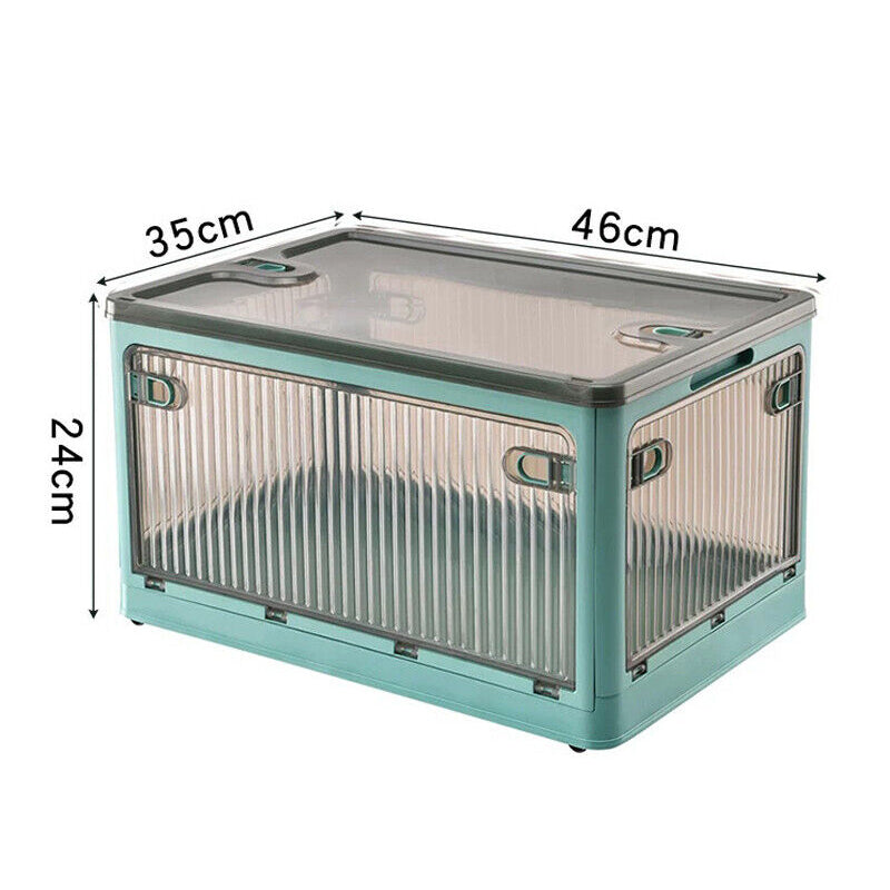 Five-door Foldable and Stackable Storage Box with Wheels and Top Lid_12