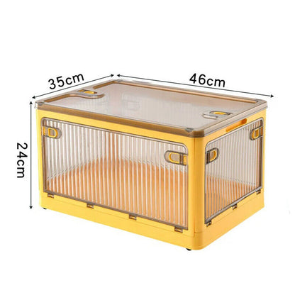 Five-door Foldable and Stackable Storage Box with Wheels and Top Lid_20