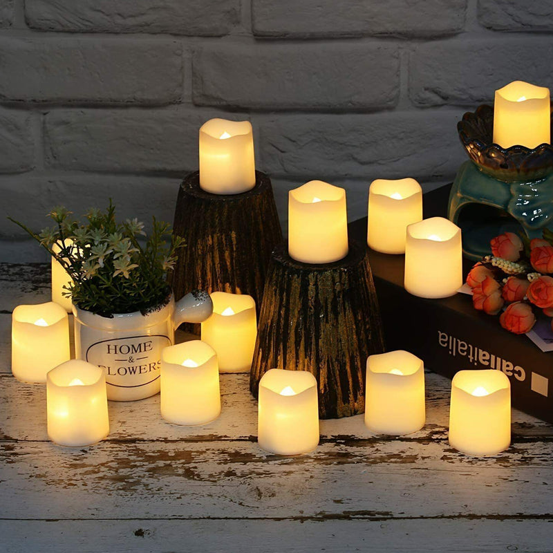 Pack of 12 Flameless Flickering LED Tealight Candles - Battery Operated_5