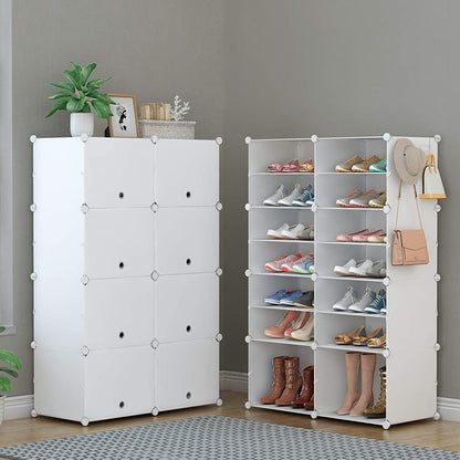 Stackable Free Standing Shoe Organizer Storage Box DIY Shoe Rack_0