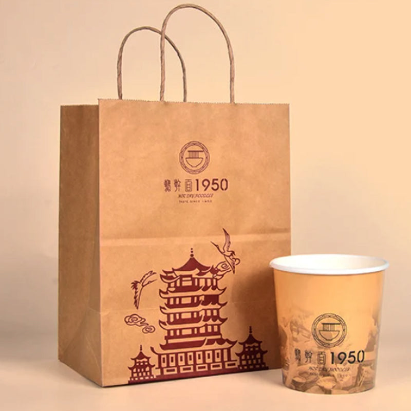 Brown Kraft Paper Bags with Handle for Gifts and Souvenirs Recycled Carrying Bags_8