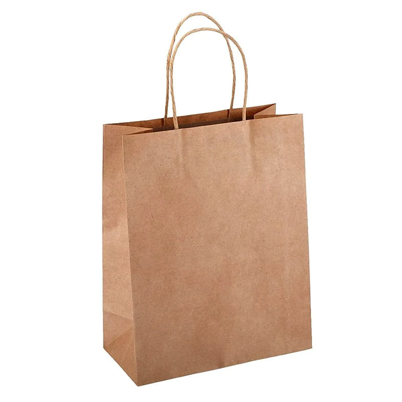 Brown Kraft Paper Bags with Handle for Gifts and Souvenirs Recycled Carrying Bags_2