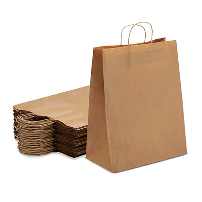 Brown Kraft Paper Bags with Handle for Gifts and Souvenirs Recycled Carrying Bags_20