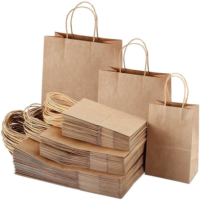 Brown Kraft Paper Bags with Handle for Gifts and Souvenirs Recycled Carrying Bags_7