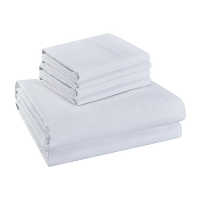 Hotel Quality Cottony Soft White Linen Fitted Flat Sheet and Pillowcases Set_1