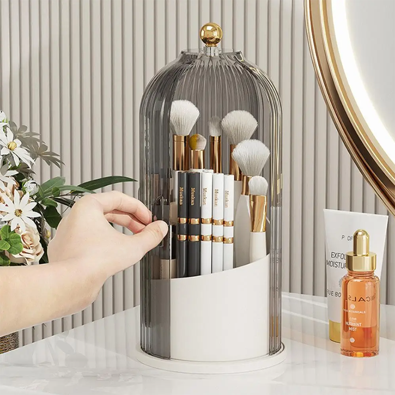 360° Rotating Makeup Organizer with Lid_3