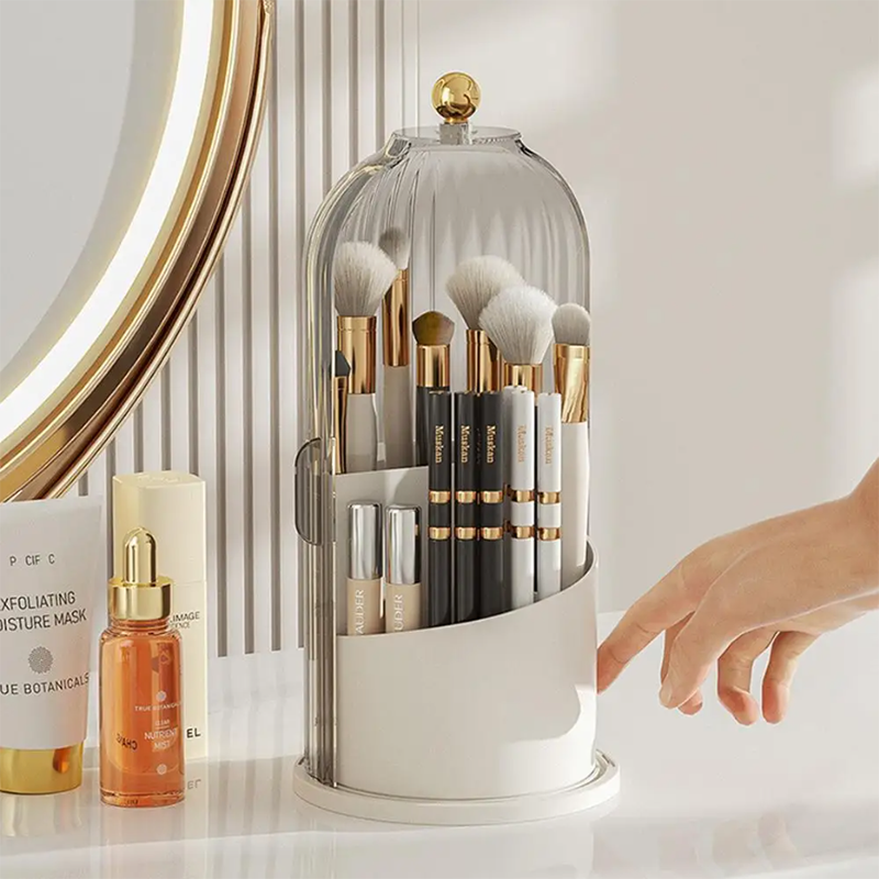 360° Rotating Makeup Organizer with Lid_0