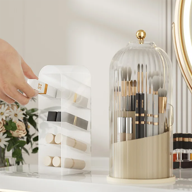 360° Rotating Makeup Organizer with Lid_5