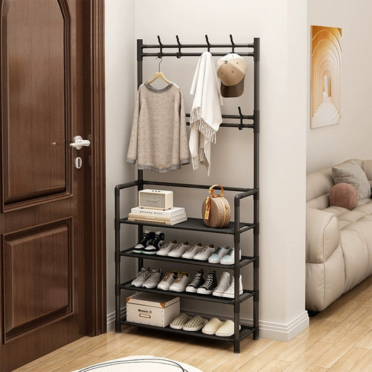 STORFEX 4-Tier 3-in-1 Coat Hanger and Shoe Rack - Organize Your Entryway with Style_0