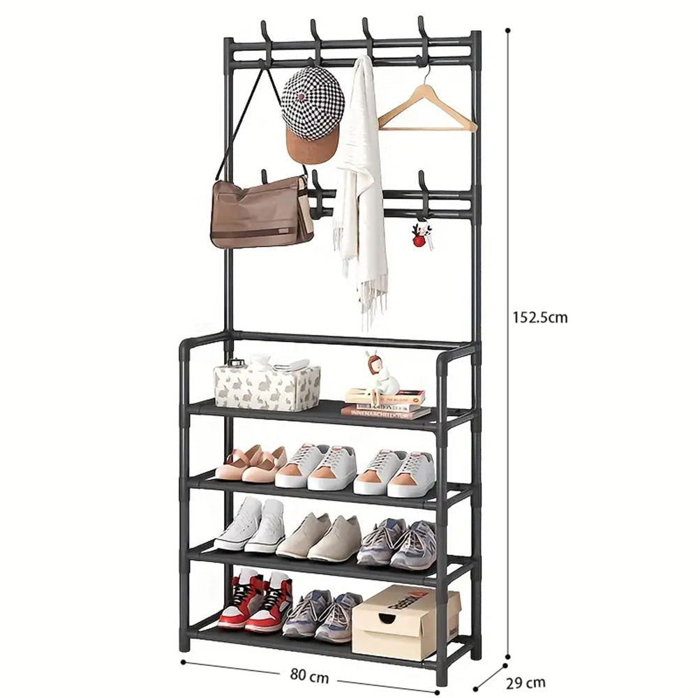 STORFEX 4-Tier 3-in-1 Coat Hanger and Shoe Rack - Organize Your Entryway with Style_4