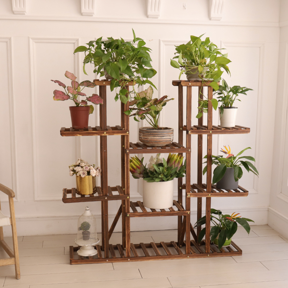 16 Potted Wood Flower Rack Plant Display Storage Shelves_1