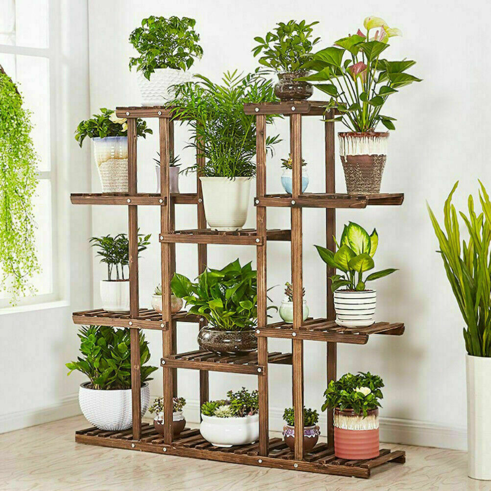 16 Potted Wood Flower Rack Plant Display Storage Shelves_4