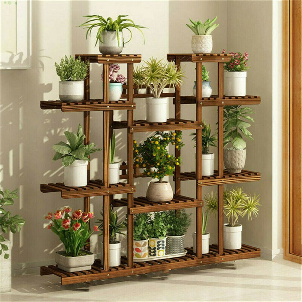 16 Potted Wood Flower Rack Plant Display Storage Shelves_3