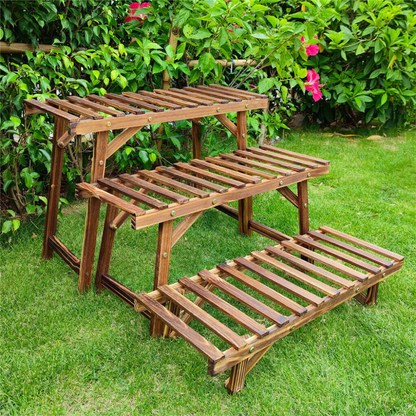 3 Tier Freestanding Ladder Shelf Wood Plant Stand_5