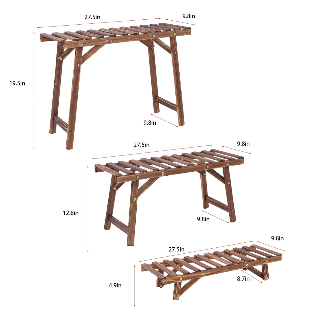 3 Tier Freestanding Ladder Shelf Wood Plant Stand_9