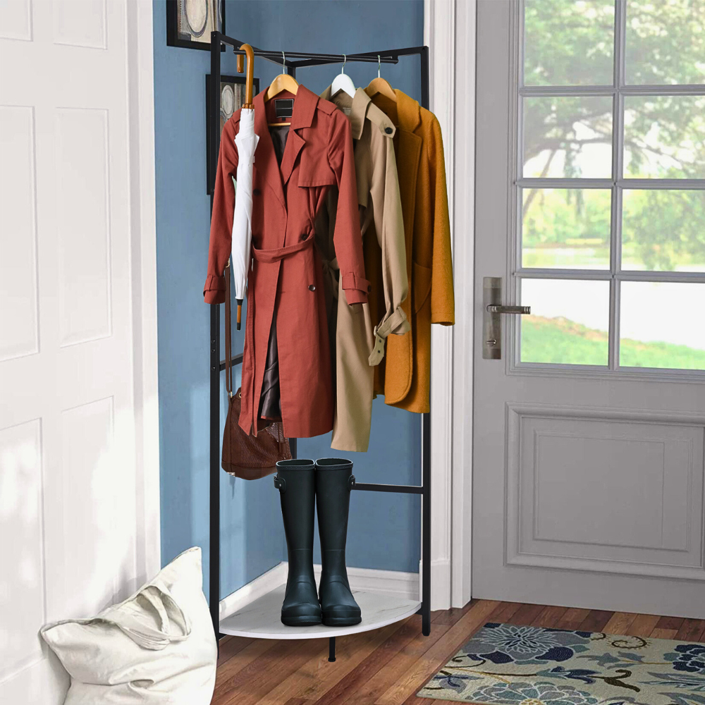 Corner Entryway Freestanding Hall Tree Coat Rack_3