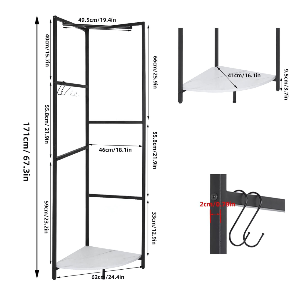 Corner Entryway Freestanding Hall Tree Coat Rack_6